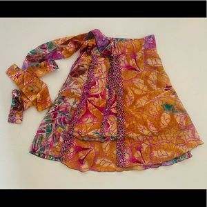 Bellissimo Fashions Multicolor Wrap Around Silk Skirt